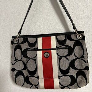 Coach Hamptons Weekend Signature Stripe Purse